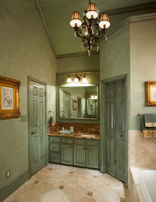 a stunning green bathroom