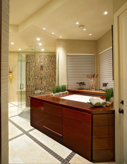 Shower design with integrated LED lighting and niche accents, balancing ambiance with functionality.